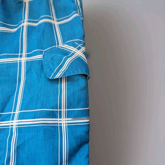 OP Men's Teal/White Checkered Swim Trunks Size XL 40-42 - Picture 5 of 6